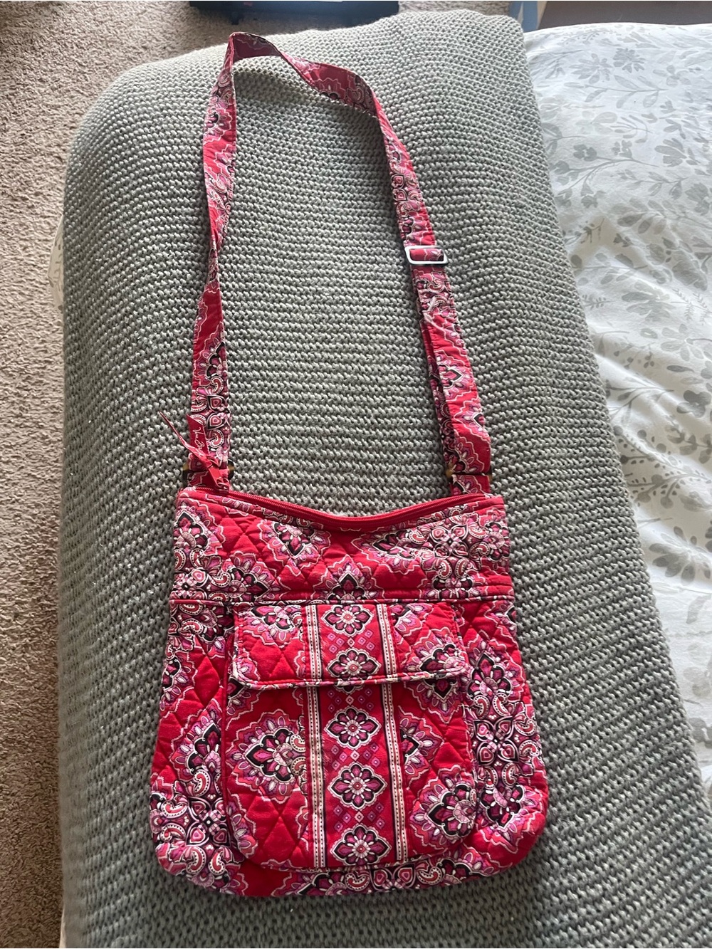 Vera Bradley Red Quilted Crossbody Bag - Floral Pattern
